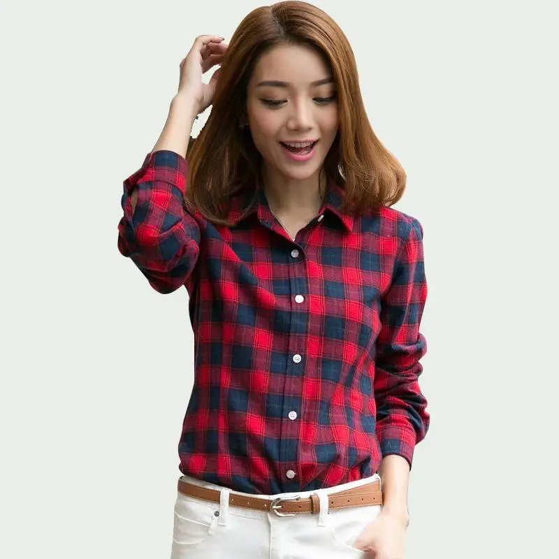 Новинка осени 2018 клетчатая рубашка для женщин Blusas Femininas тонкая модная женская