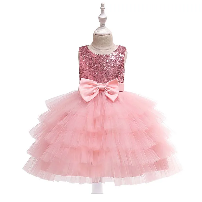 Детское платье с блестками и бантом для девочек на свадьбу принцессы От 2 до 10 лет