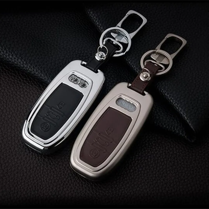 2018 новый роскошный ментальный и кожаный дизайн автомобильный брелок для Audi