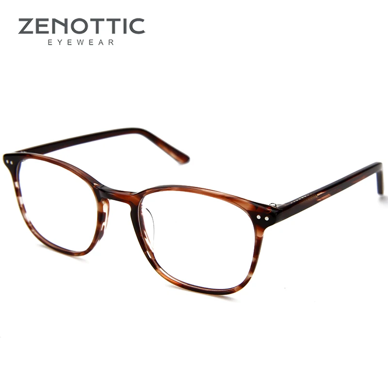 ZENOTTIC ретро очки с заклепками, оправа для очков по рецепту, унисекс, прозрачная оправа для очков для близорукости, Ретро стиль, оправа для оптических очков - Цвет оправы: 001