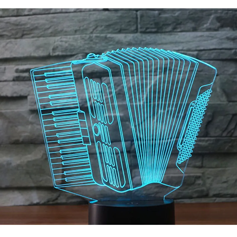 3D светодиодный ночной Светильник аккордеон соковыжималка музыкальная с 7