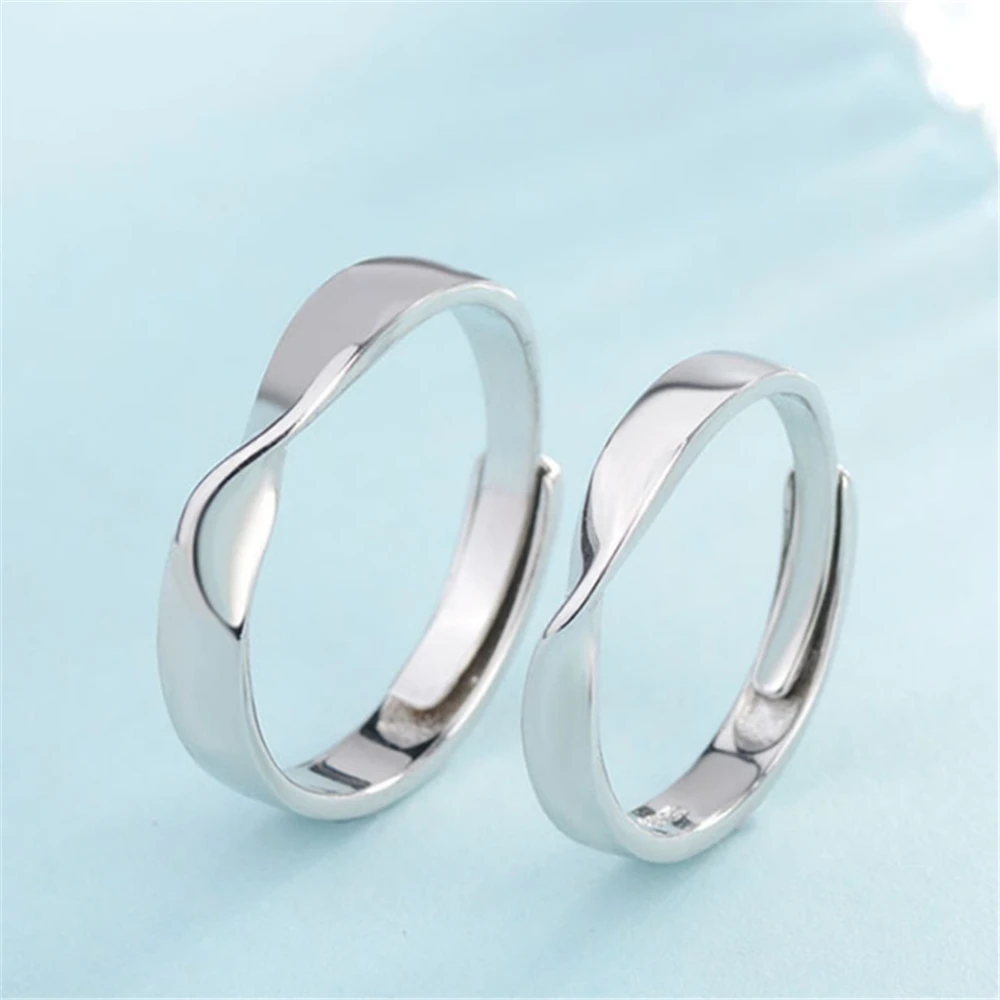Роскошные серебряные ювелирные изделия влюбленных Пара Подарок на годовщину в виде колец Регулируемый Mobius Открытое кольцо Простые геометрические обручальные ювелирные изделия