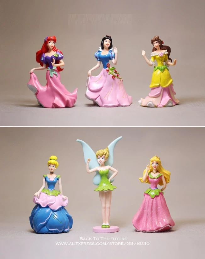 Disney Princess Белоснежка Ариэль Золушка Динь 8 см 6 шт./компл. фигурка аниме Мини