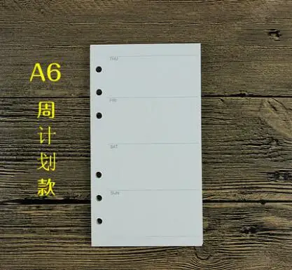 A6 Weekly plan A5/A6 спираль блокнот наполнитель бумага для Filofax Диарио планировщик внутренние страницы замены офисные аксессуары переплетная книжная бумага - Цвет: A6 Weekly plan