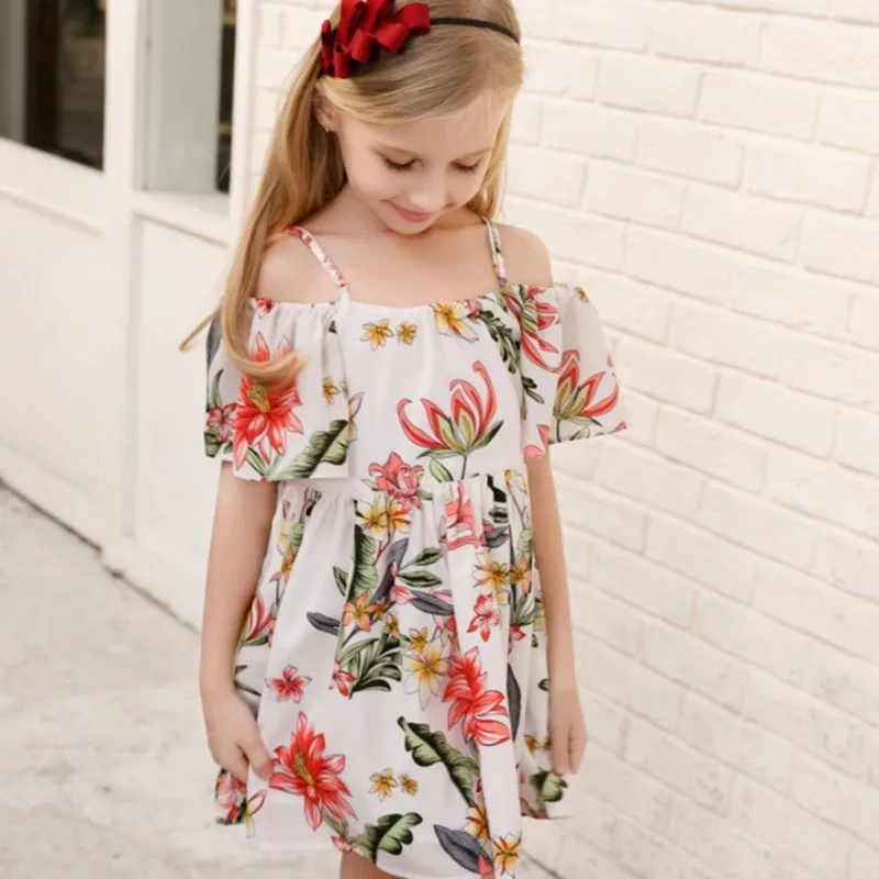 Girls Dress Summer Style Brand Clothes Rose Flowers Design for Kids Beach Dresses On Holiday | Детская одежда и обувь
