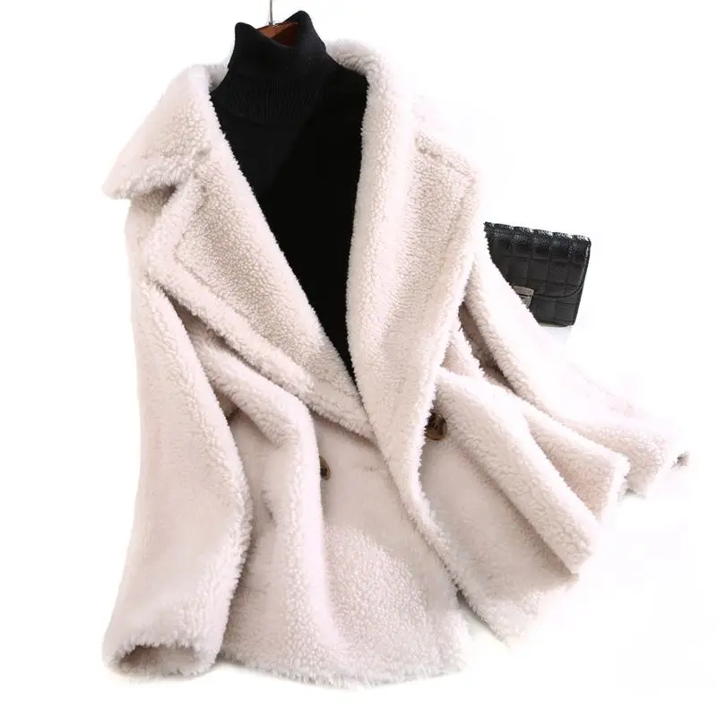 QAZXSW овечья стриженная куртка женская одежда 2018 новая зернистая бархатная