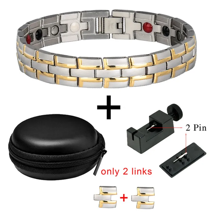 10235 Set And Links Маленькая лягушка Прямая поставка исцеляющий магнитный браслет мужчина/женщина 316L нержавеющая сталь германий золотые браслеты на запястье модные ювелирные изделия - Окраска металла: 10235 Set And Links