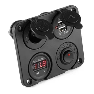 dc 12v 24v car boat cigarette lighter socket dual usb charger voltmeter switch panel for vehicle car boat motor home free global shipping
