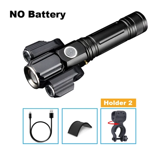 Holder 2 no battery NEWBOLER регулируемый угол велосипедный фонарь MTB велосипедный передний светильник 3 светодиодный T6 флэш-светильник USB зарядка велосипедный фонарь с 18650 батареей фонарь - Цвет: Holder 2 no battery