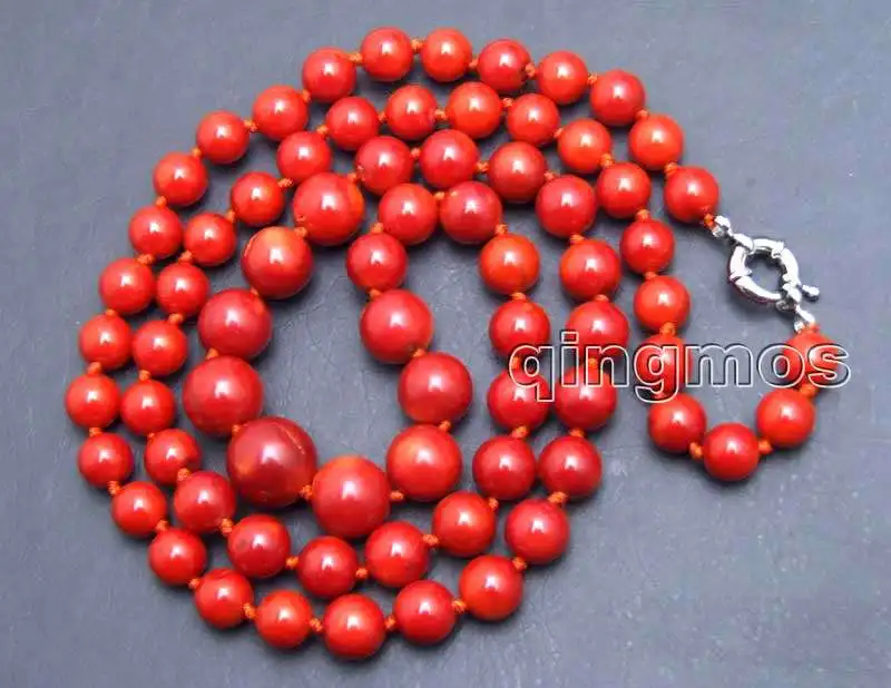 Luxuriant! SALE Big 9-15mm Red Round High Quality natural coral Long 34 &quot neckalce -nec5890 Wholesale/retail Free shipping | Украшения