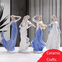 european ceramic beauty figurine home furnishing crafts decoration western lady girls porcelain handicraft ornament wedding gift
