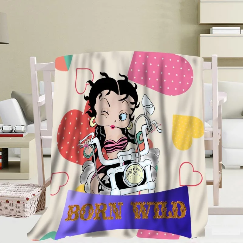 Мягкое одеяло с узорами Betty Boop 56x80 дюймов 50x60 40x50 дюймов|Одеяла| |