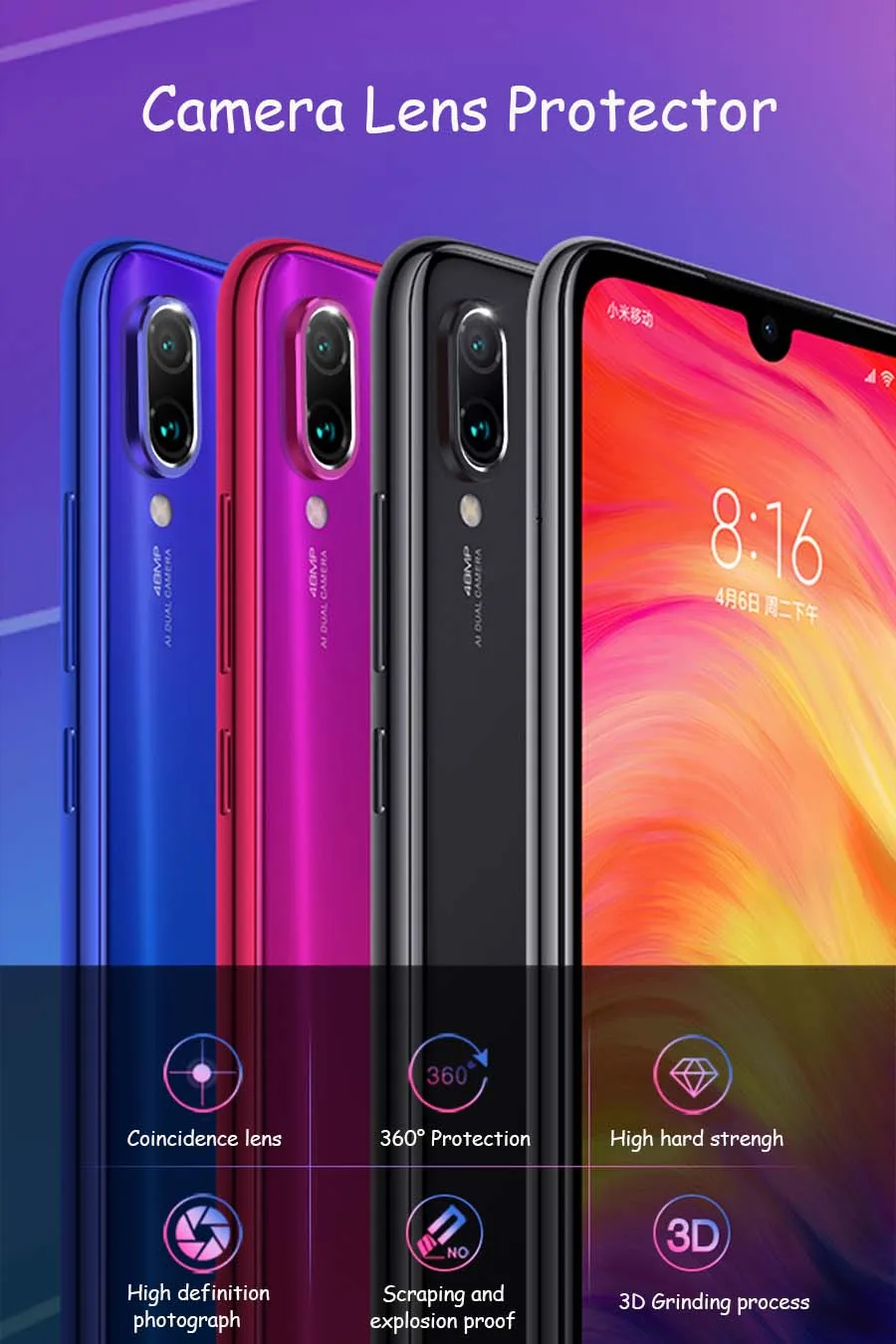 Защитное стекло для экрана Xiao mi Red mi Note 7 9D для Xiaomi mi 9 SE Red mi Note 8 7 Pro защитное кольцо из закаленного стекла для камеры