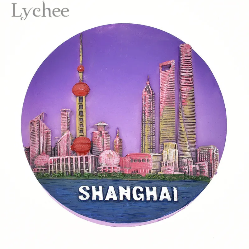 Магнитный холодильник Lychee Life в Шанхае Круглый креативный пейзаж сувениры для