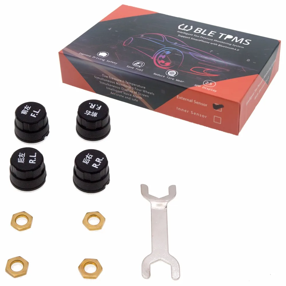 Салона автомобиля TPMS Bluetooth 4.0 Авто шин Давление мониторинга Системы 4 Датчики