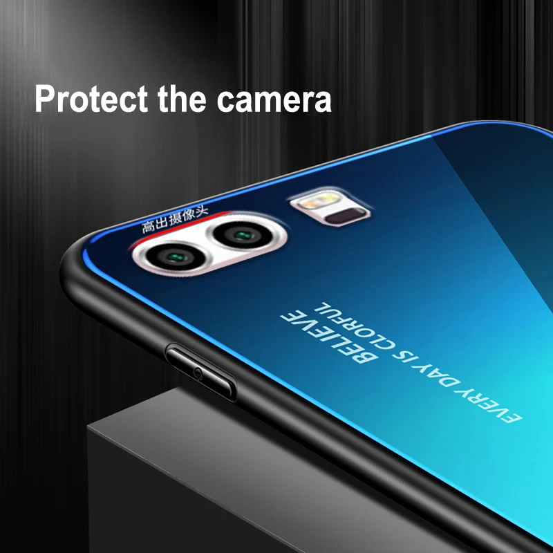 For Huawei P10 Case capa Tempered Glass Luxury Gradient Soft Silicone Frame Back Cover P 10 VTR-AL00 Phone Cases | Мобильные