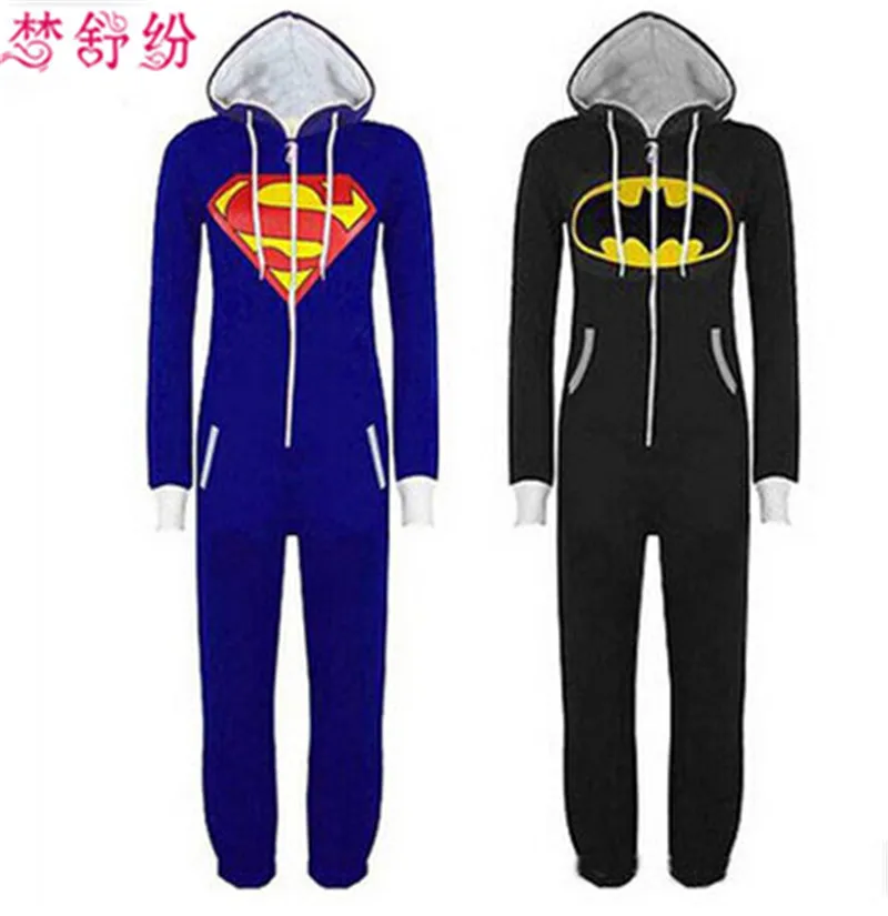 Новый мужской пижамы для взрослых Onesie мужские и женские Бэтмен Супермен одна