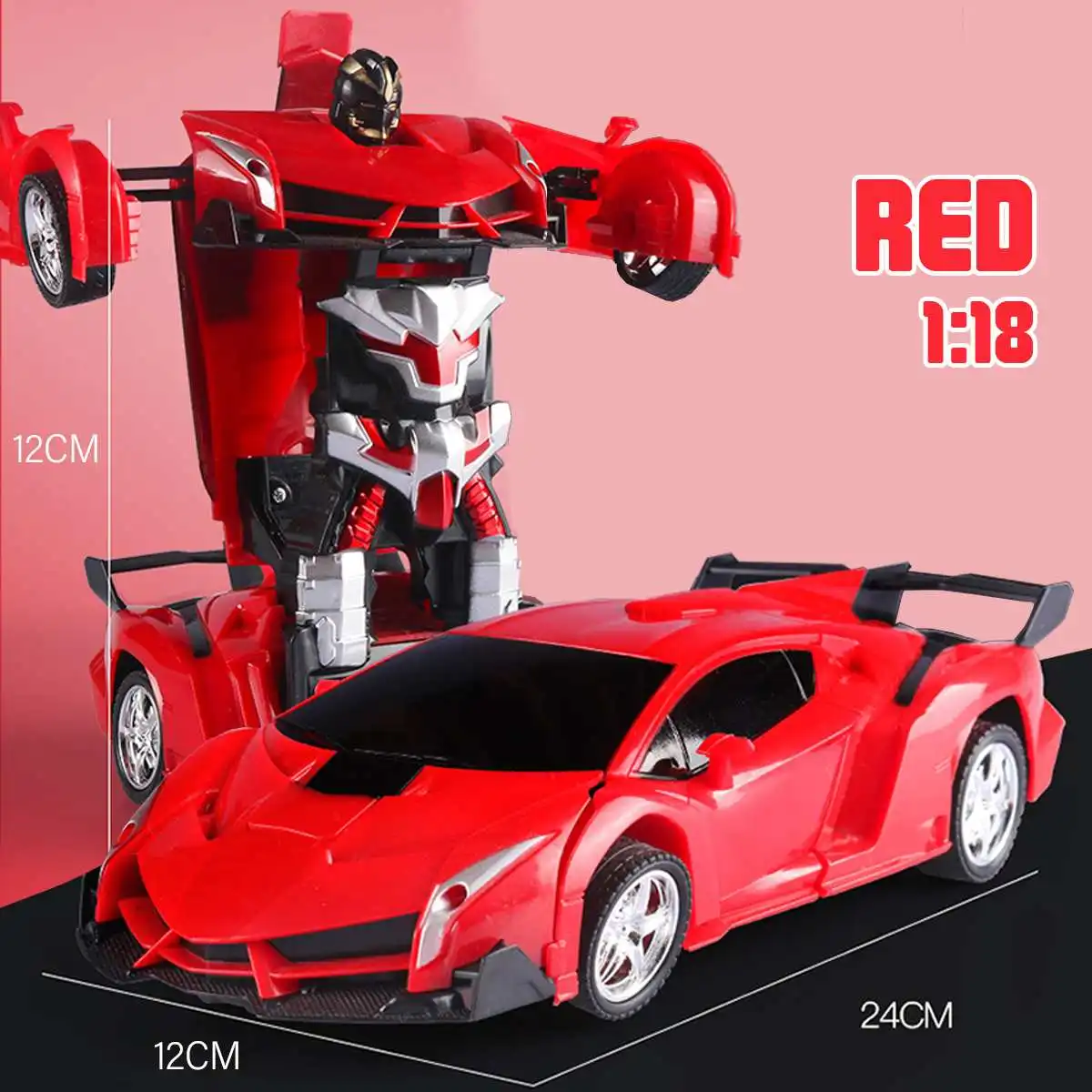 Red 1:18 пульт дистанционного управления трансформатор жестовое зондирование rc автомобиль роботы-трансформеры модели столкновения ручной деформации RC автомобиль подарок игрушка - Цвет: Red