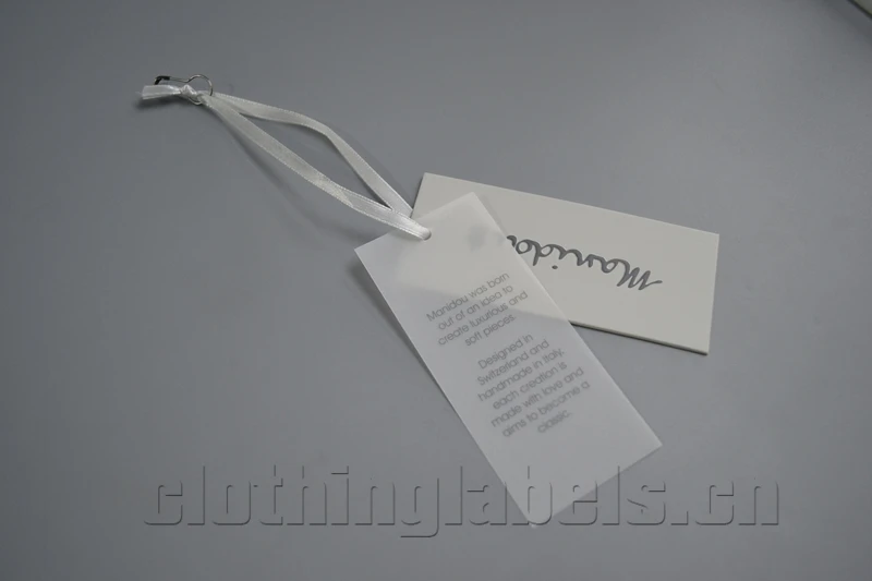 Beste Custom Lxury Grijs Gecoat Papier Kleding Hangen Tag, Kledingstuk Tracing Papier Tag, Met Satin String