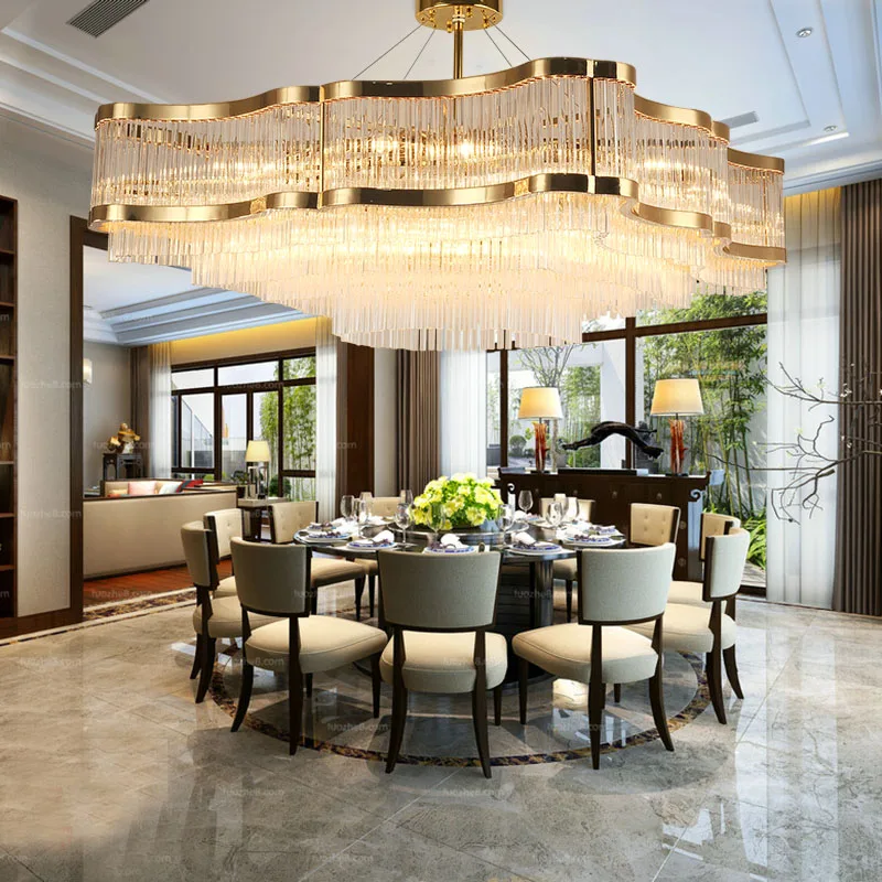 

Living room crystal lamp square modern lamp luxury gold fashion crystal pendant light