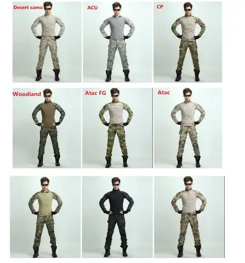 Pro Assault Hunting Wargame Set SHIRT + PANTS Frog Suit Army Uniform Tactical USMC Navy Seal Combat Multicam BDU With Kneepads | Спорт и