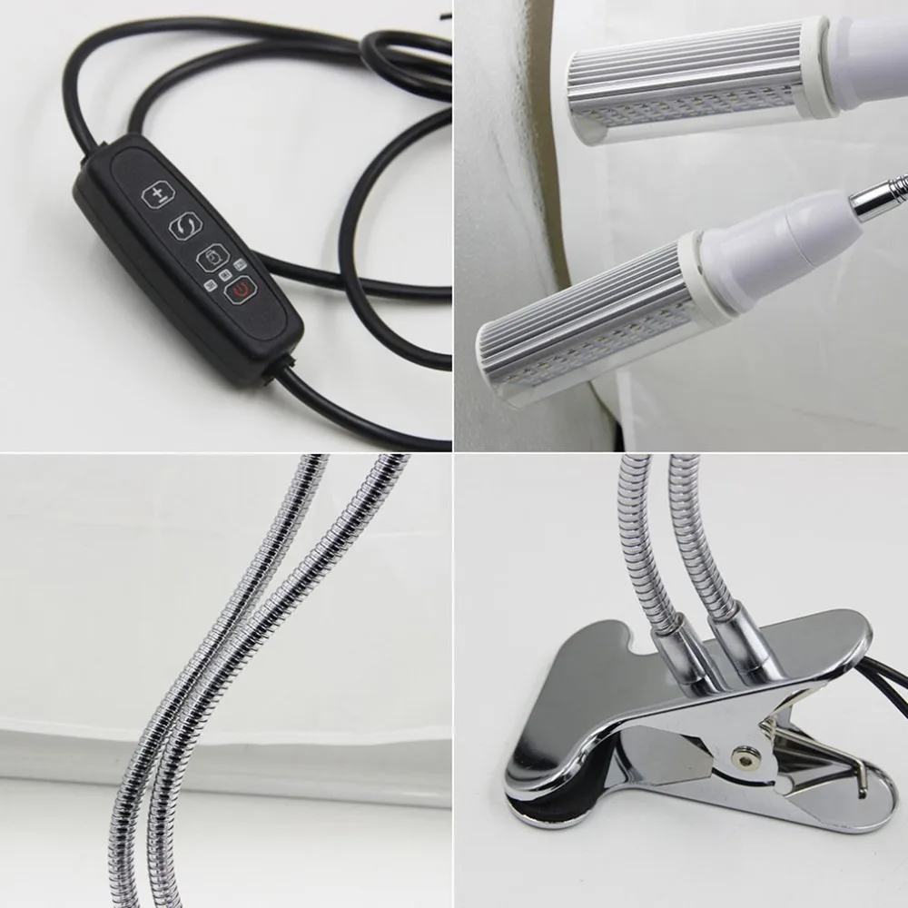 2 Heads Desk Clip Timing Grow Light Switch LED Plant Growth for Flower Vegetable Indoor Greenhouse Hydroponics |