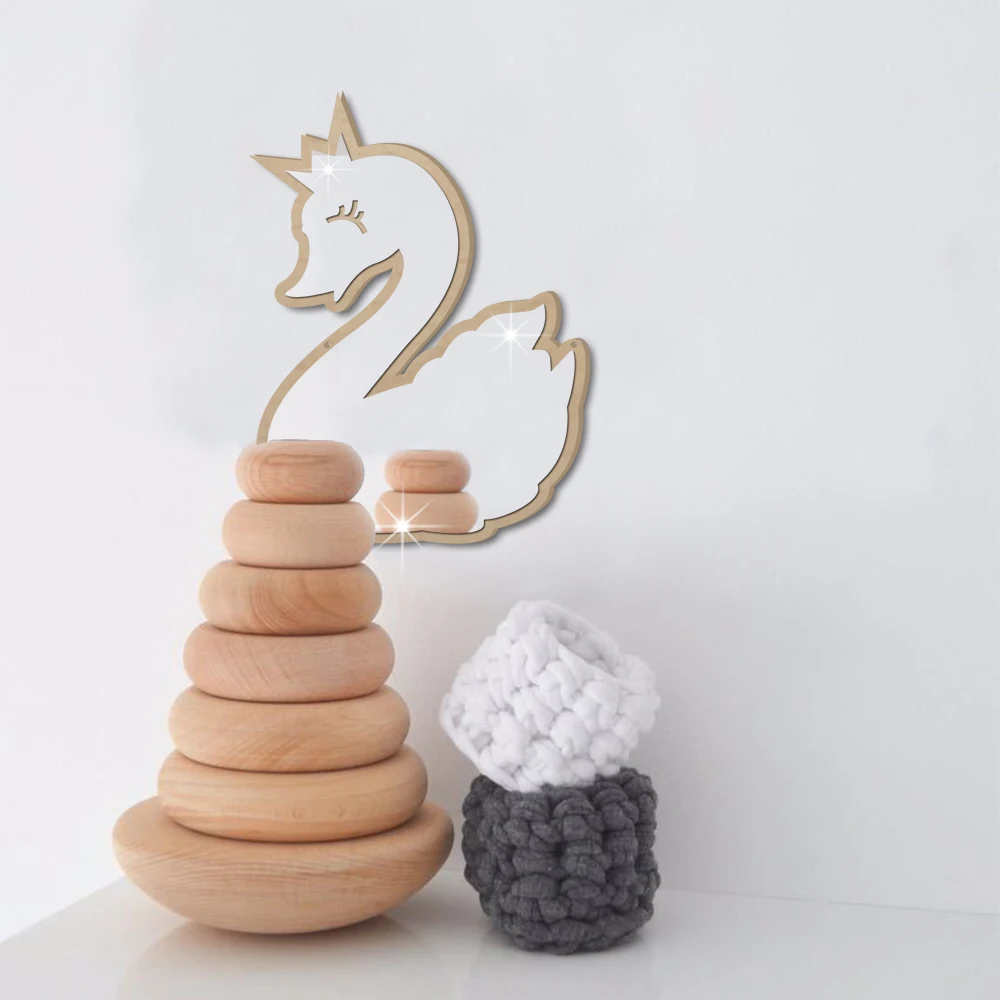 Корона Лебедь висячая объемная Зеркальная Наклейка акриловая DIY самоклеющаяся