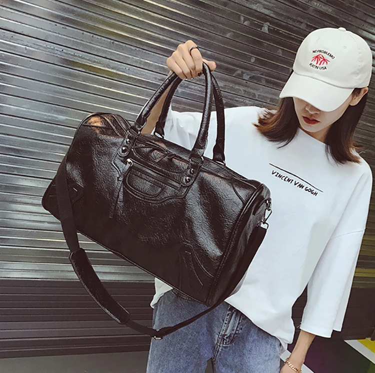 Модные женские сумки мужские Weekender большой емкости PU Мягкий чехол подушка пакет багажные сумки черный/серебристый
