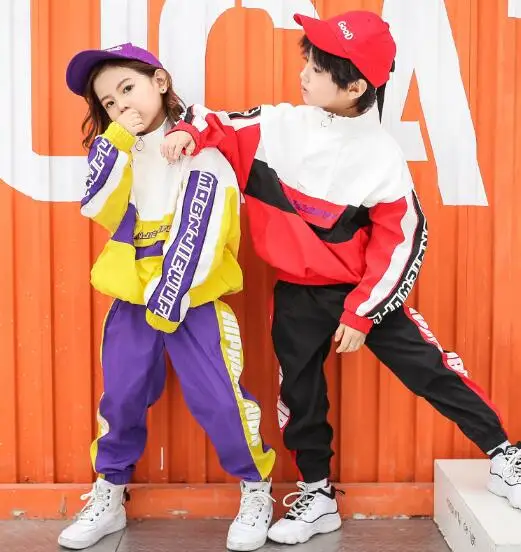 Boys Girls Street Dance Clothes Suit Autumn Children's Fashion Long Sleeve Performance Tracksuit Kids Hip-Hop Sportswear Outfits | Детская