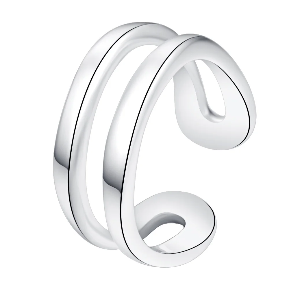 Открытое блестящее нежное серебряное кольцо изысканное модное женское и мужское