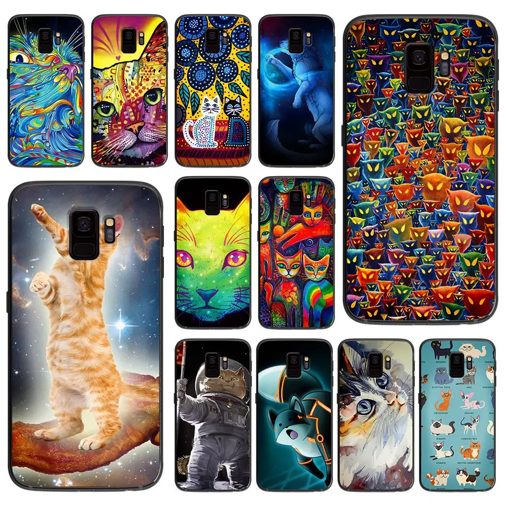 Универсальный чехол для телефона с рисунком кошки samsung Galaxy A5 A6 A7 A8 A9 2017 Plus M10 M20 M30