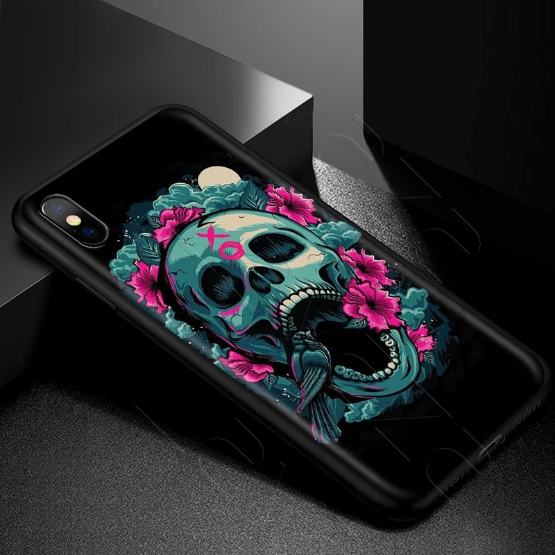 Чехол Lavaza в стиле ретро с цветами черепами и короной для iPhone 11 Pro XS Max XR X 8 7 6 6S Plus 5 5s