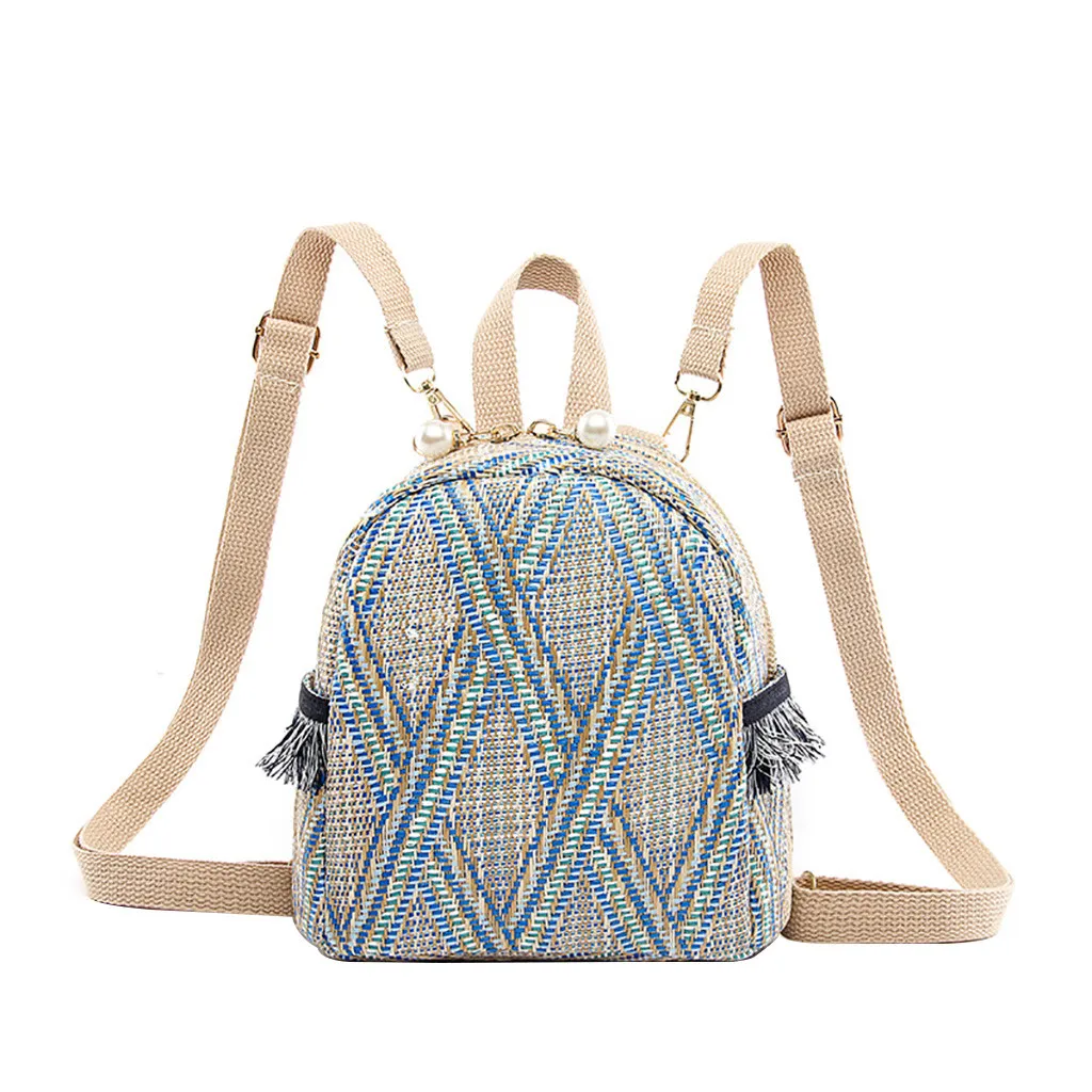 

OCARDIAN Fashion Straw Woven Backpack Women Back Pack Summer Teenage Girl Quality Backpacks Travel Bags Books Rucksack Color J27