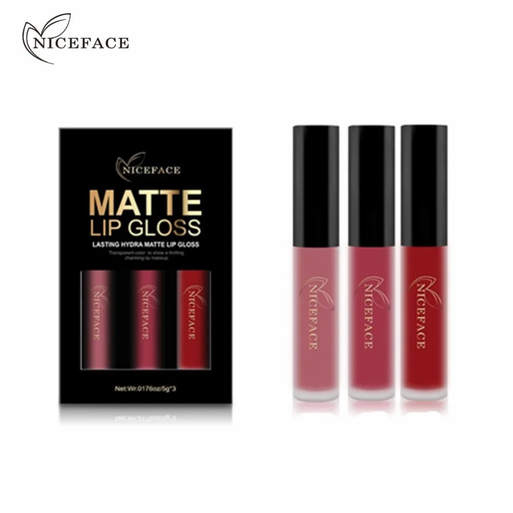 3 шт. водостойкая Матовая жидкая губная помада NICEFACE набор для макияжа стойкий