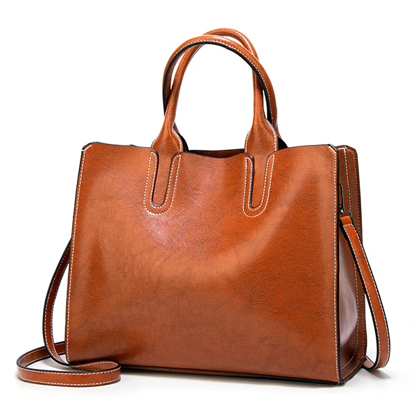 White brown HJPHOEBAG роскошные кожаные сумки женские сумки Дамская большая сумка-тоут женская сумка на плечо из искусственной кожи женская сумка-мессенджер bolsa feminina YC001 - Цвет: White brown