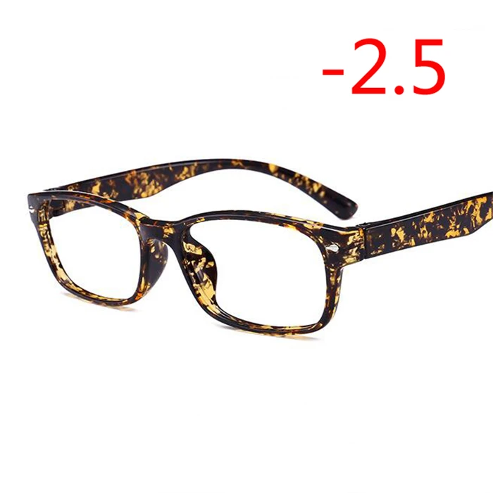 Myopia 250 1,0-1,5-2,0-4,0 квадратные очки для близорукости с градусом женские мужские короткие очки для коррекции зрения TR90 полосатая черная синяя красная Желтая оправа - Цвет оправы: Myopia 250