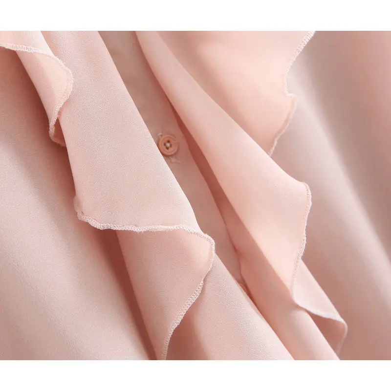 Повседневная Женская блузка с рюшами новинка 2019 длинный рукав v образный вырез