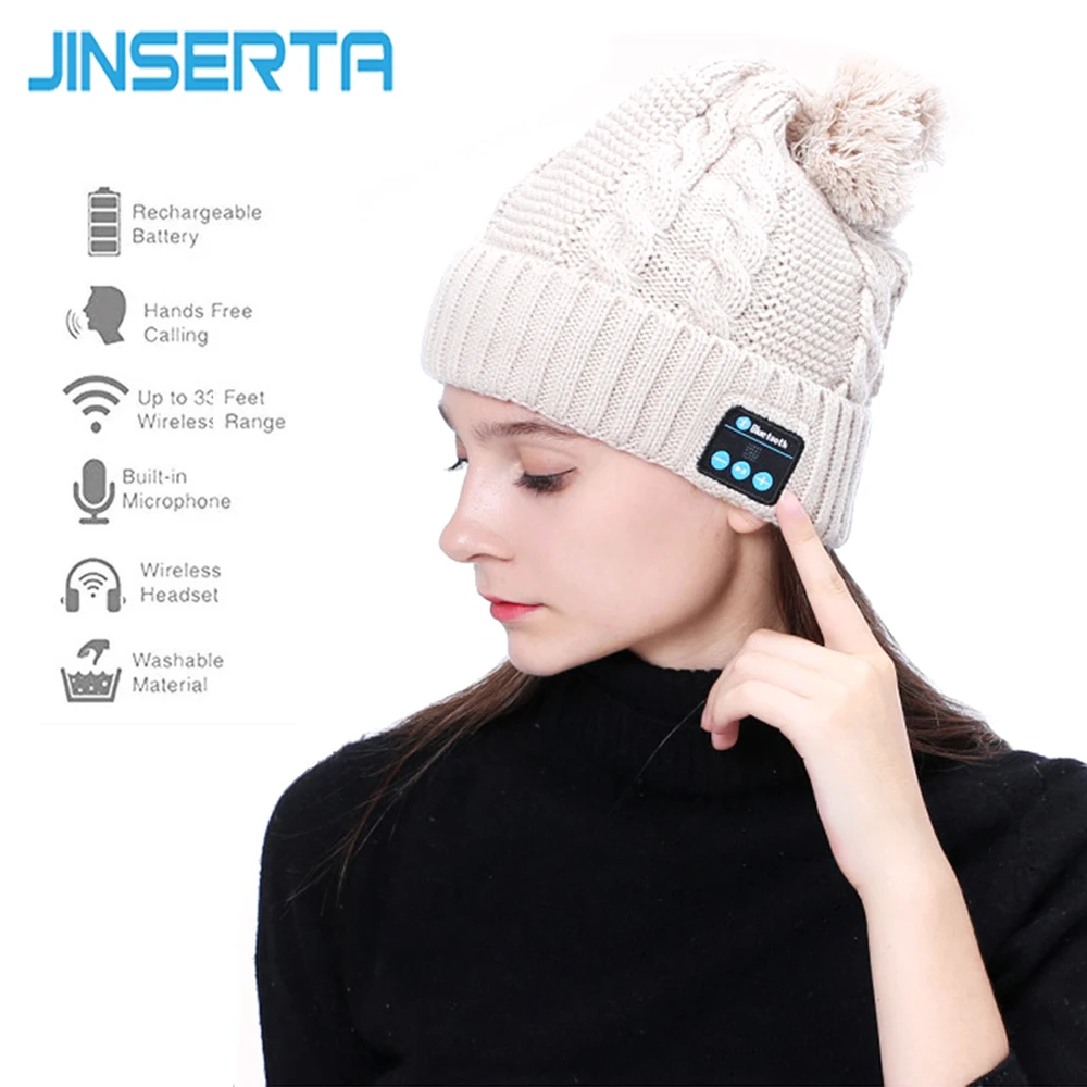 Мягкая модная теплая шапка JINSERTA Беспроводная Bluetooth гарнитура наушники умная