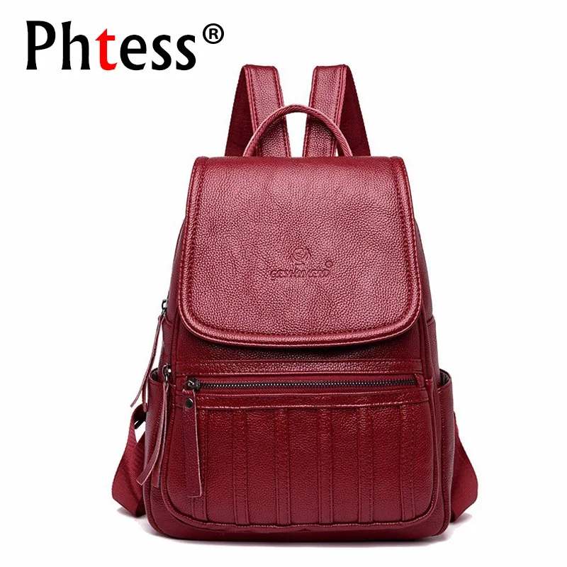 

2019 Women Leather Backpacks High Quality Female Travel Bagpack Ladies Mochilas School Bags For Girls Preppy Solid Back Pack New