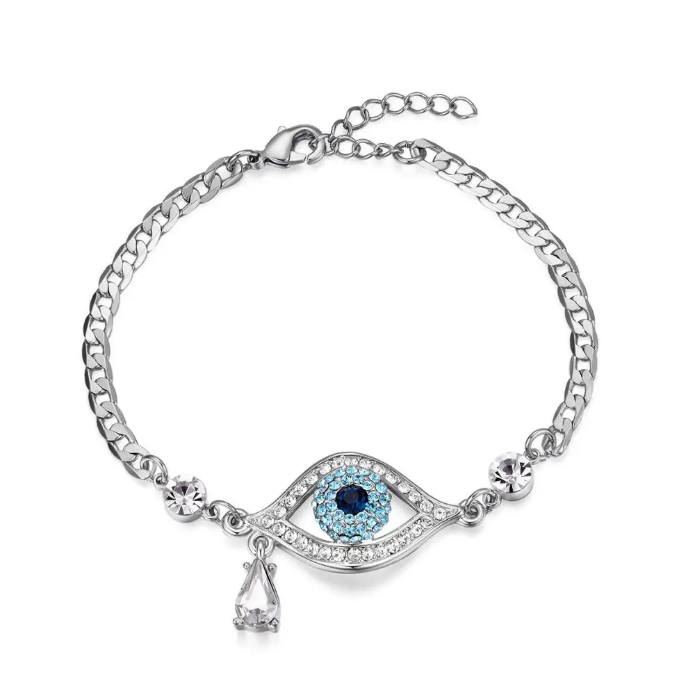 White Gold Umode сглаза многоцветные австрийский Rhinestnes капли воды Pulseiras браслеты женщин белый позолоченные ювелирные изделия бижутерии UB0060B - Окраска металла: White Gold