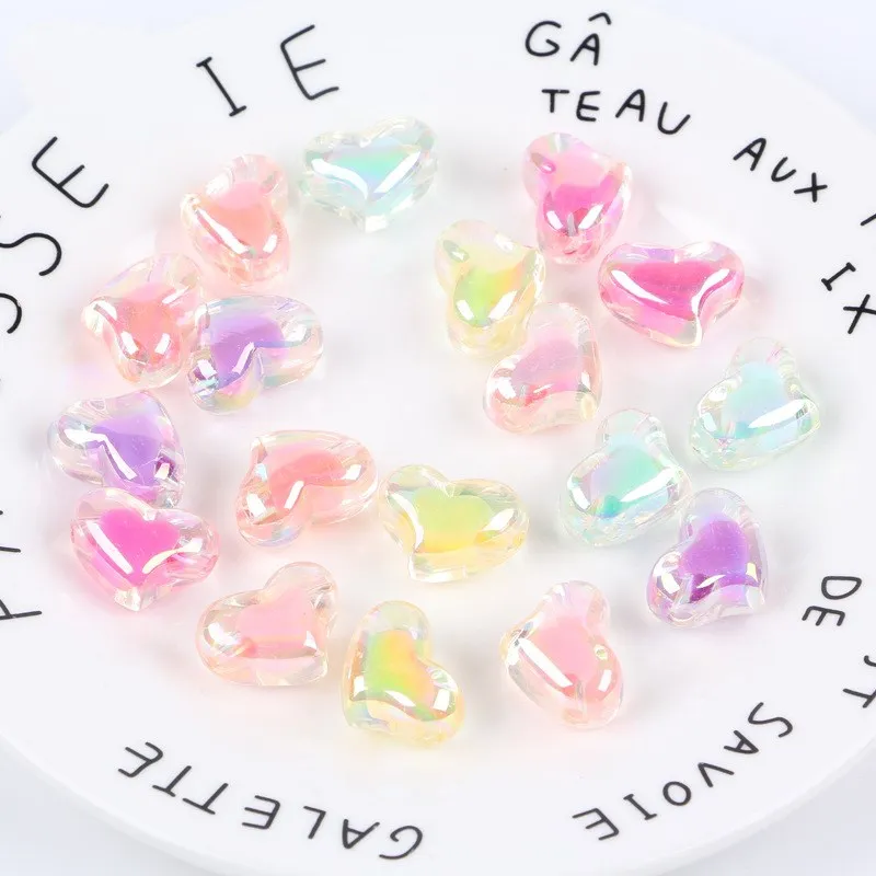 Цветные акриловые шарики в форме сердца для шитья одежды ручной работы Детские