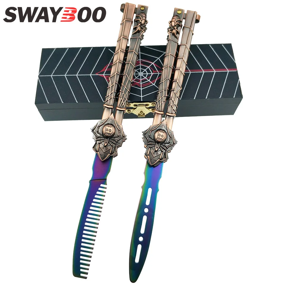 

Swayboo Practice butterfly in knife csgoknife Black widow fade rainbow Trainer folding knife game knife dull tool no edge