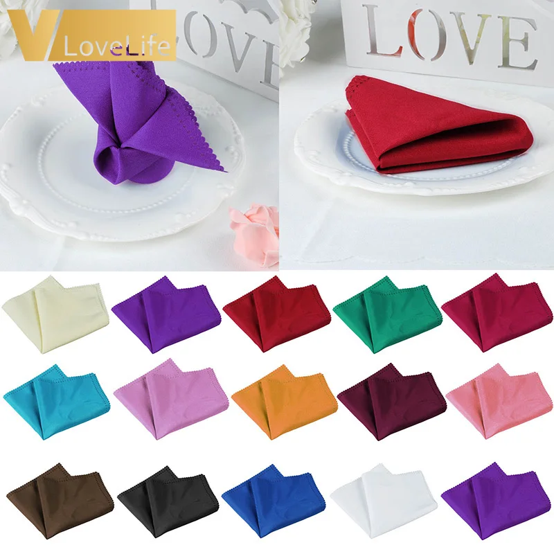 

45cm x 45cm 8 Colors Wedding Table Napkin Linen Napkin Polyester Handkerchief Cloth for Diner Party Xmas Supply Wedding Favors