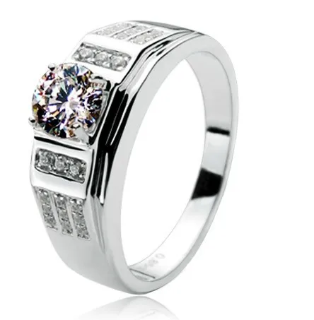 

Solid 925 Sterling Silver Diamond Ring 0.85Ct Man Ring Men Wedding Rings Classic Jewelry for Him
