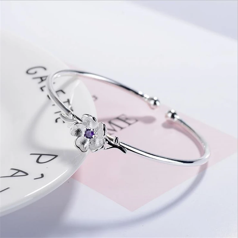 KOFSAC 2018 горячая Распродажа романтичный блестящий браслет Sakura CZ 925 серебряные