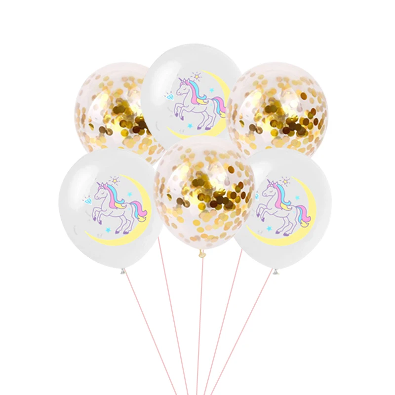 Chicinlife 10Pcs Unicorn Confetti Latex Balloons Happy Birthday Party Decoration Baby Shower Kids Wedding Supplies | Дом и сад