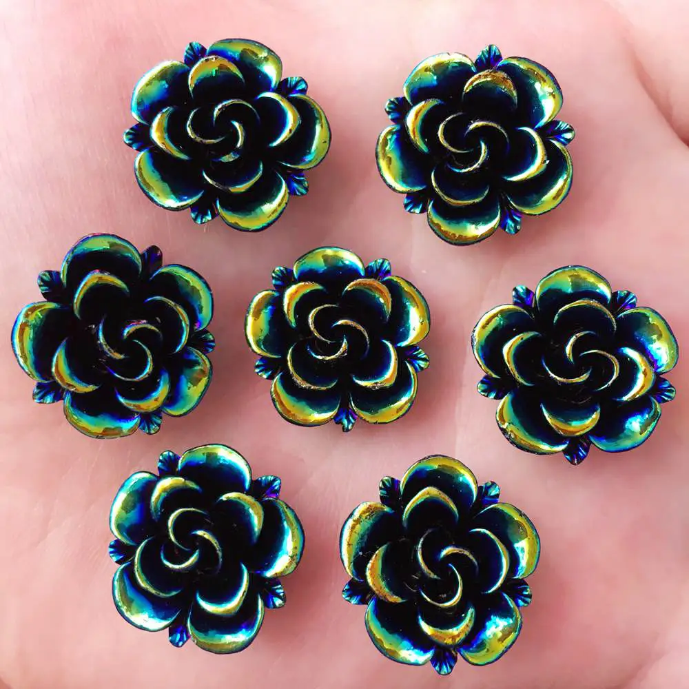 

Hot 20PCS AB Color 20mm Resin Flower Stone Flatback Wedding Diy Buttons Scrapbook Crafts R274*2