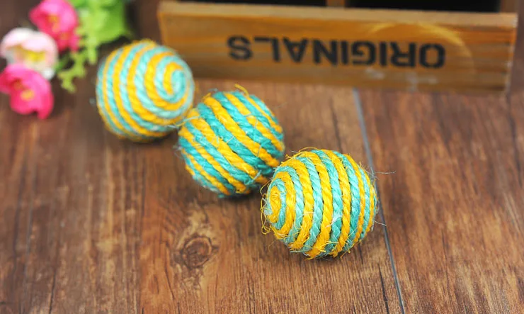 3 шт. кошка игрушка сизаль мяч котенок Забавный шарик тизер жевательный