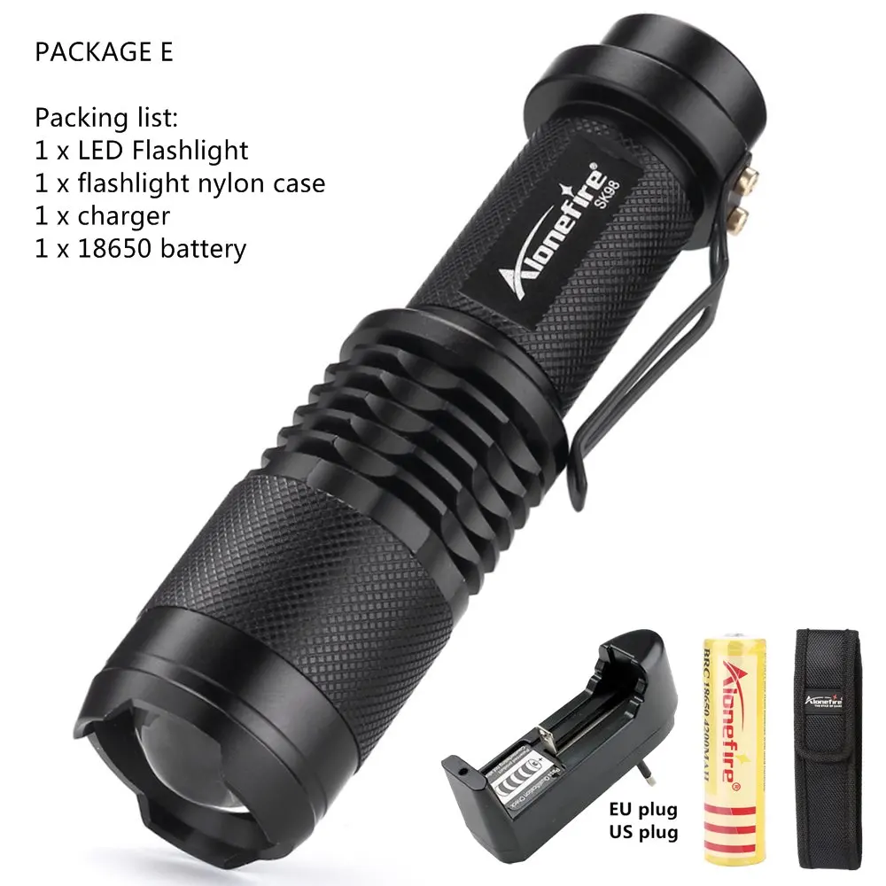 Package E Alonefire SK98 L2 светодиодный фонарик портативный мини-фонарик с зумом водонепроницаемый фонарь - Испускаемый цвет: Package E