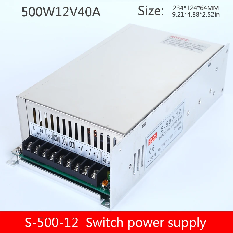 12V40A импульсный источник питания 500 Вт AC в DC трансформатор регулятор мониторинга